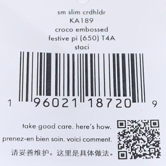 NEW Croc Embossed Leather Kate Spade Festive Pink Staci Small Slim Card Holder - Picture 12 of 13